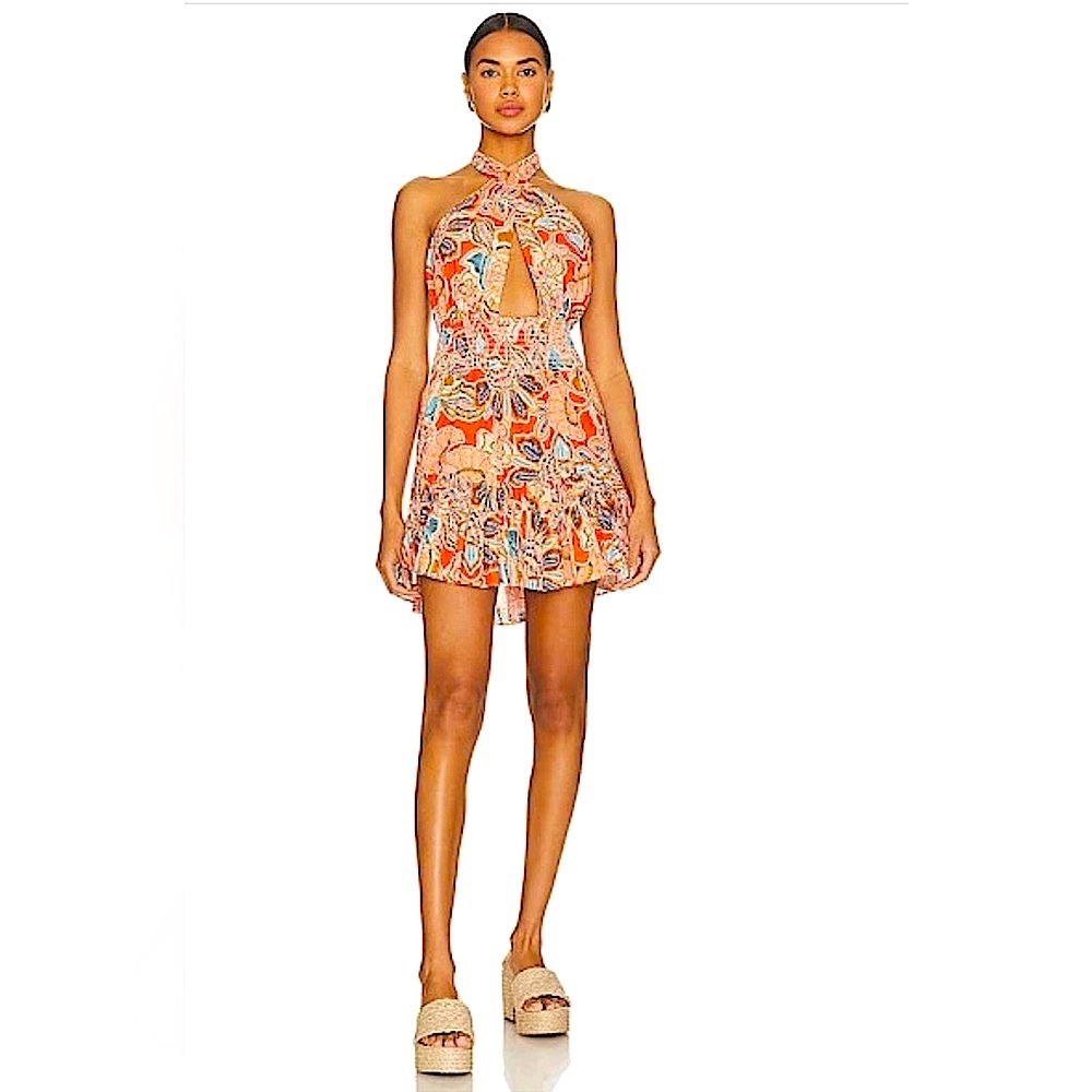 NWT Misa Los Angeles Tula Floral Poplin Halter Mini Dress - Picture 3 of 11